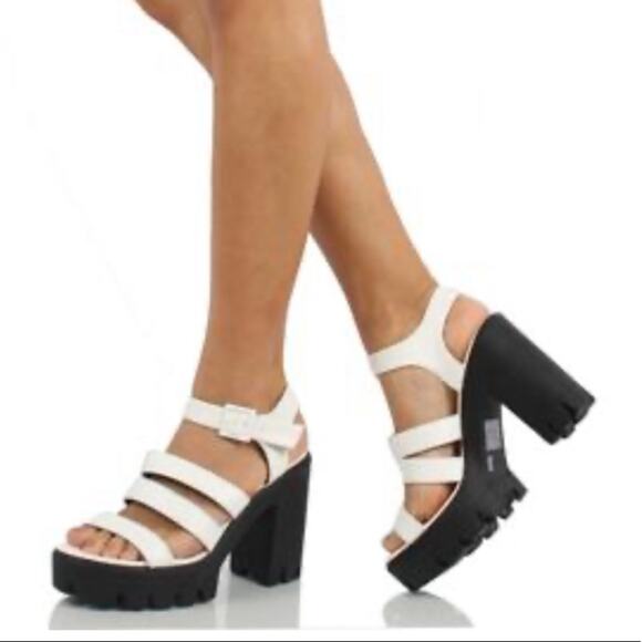 NEW Y2K White Strappy Platform Heels - Picture 4 of 4